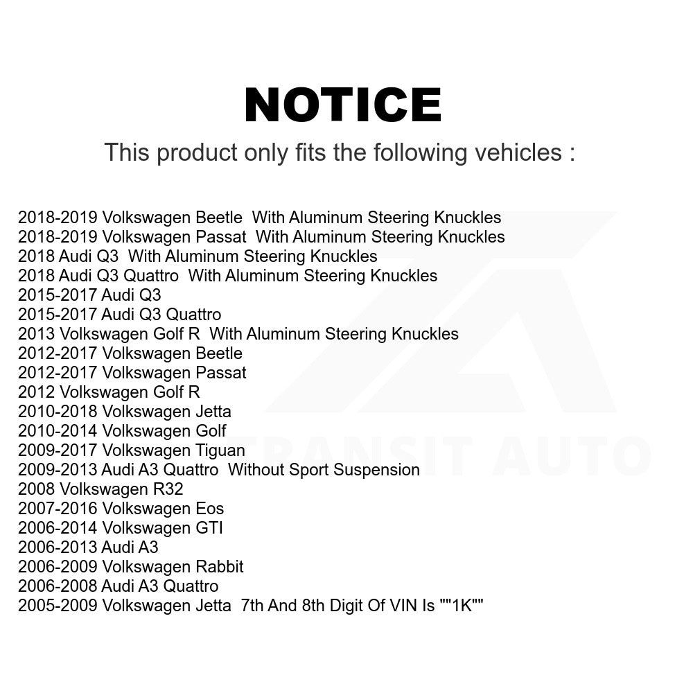 Kit de rotule avant pour Volkswagen Jetta Passat Tiguan Beetle Audi GTI Q3 Eos R 