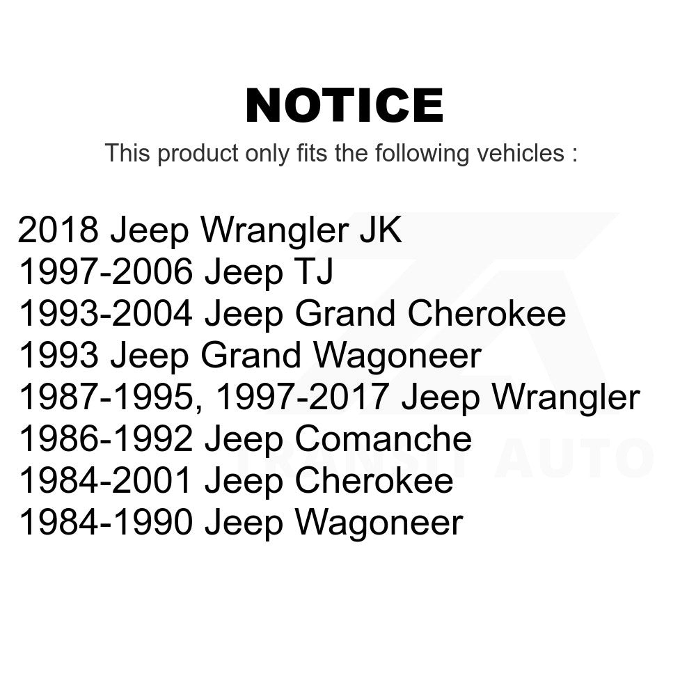 Kit de rotules avant pour Jeep Wrangler Grand Cherokee JK Comanche Wagoneer TJ 