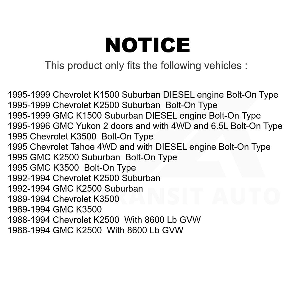 Front Ball Joints Kit For Chevrolet K1500 Suburban K2500 GMC K3500 Tahoe Yukon