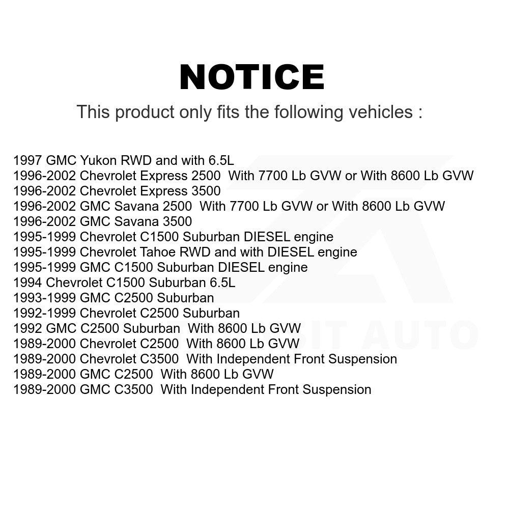 Kit de rotule avant pour Chevrolet Tahoe GMC C2500 C3500 Express 3500 C1500 2500 