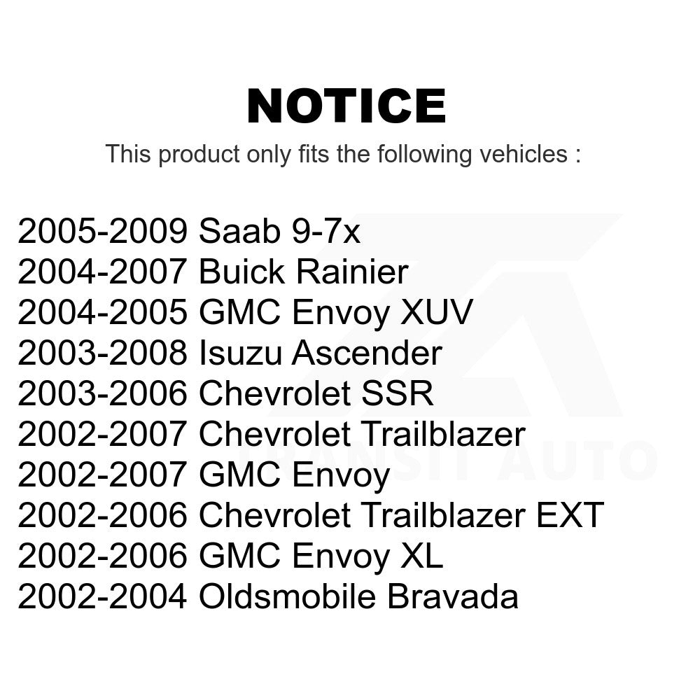 Kit de rotules avant pour Chevrolet Trailblazer GMC envoyé EXT XL Buick Rainier 