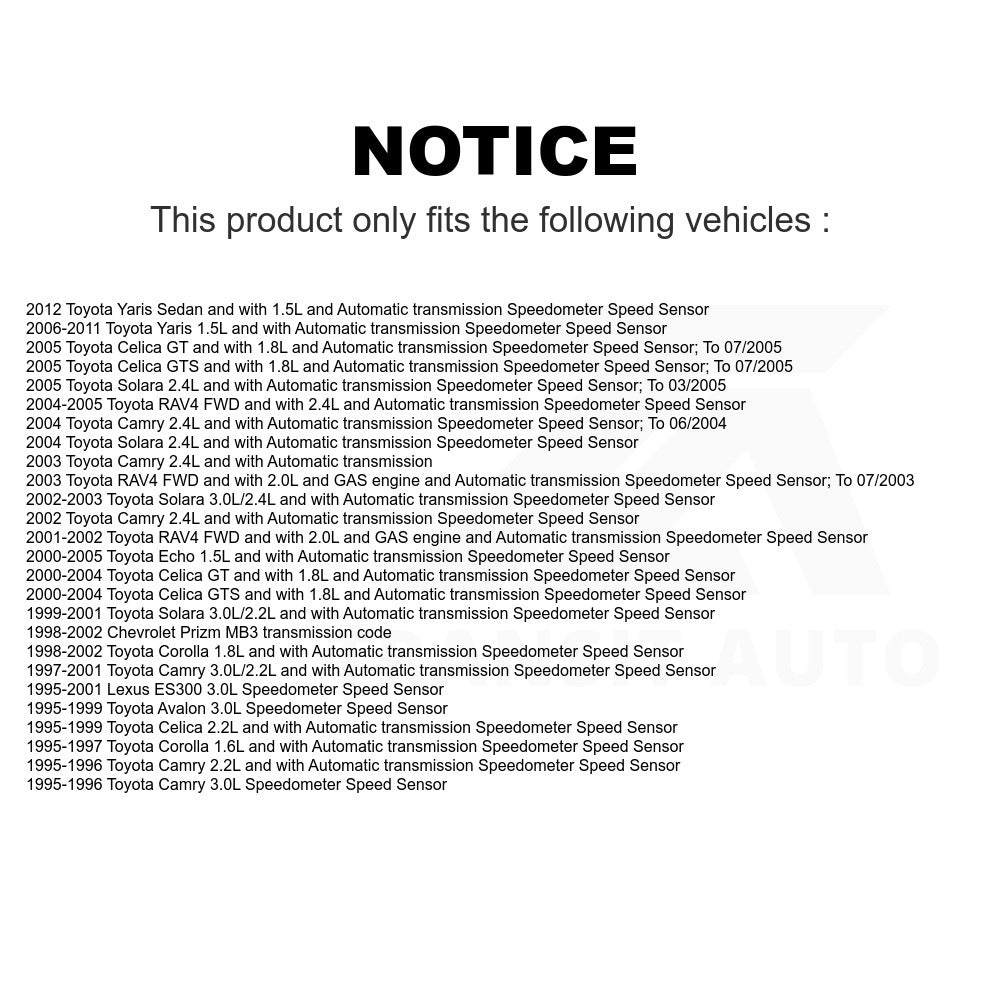 Mpulse Vehicle Speed Sensor SEN-2VSS0003 For Toyota Camry Corolla Yaris RAV4